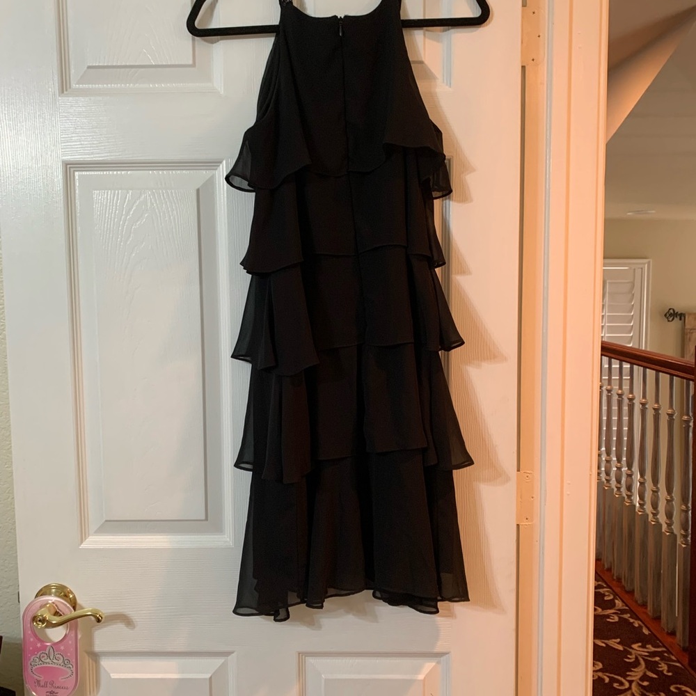 Scarlett Nite Black Layered Midi Dress Size 6 - Black - back zipper